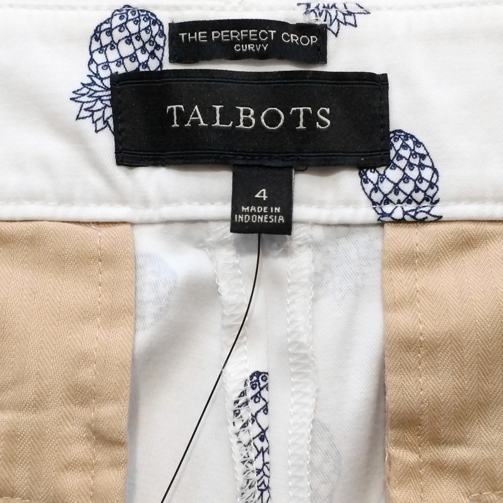 New TALBOTS White Pineapple Crop Pants 4 Curvy - Picture 6 of 7